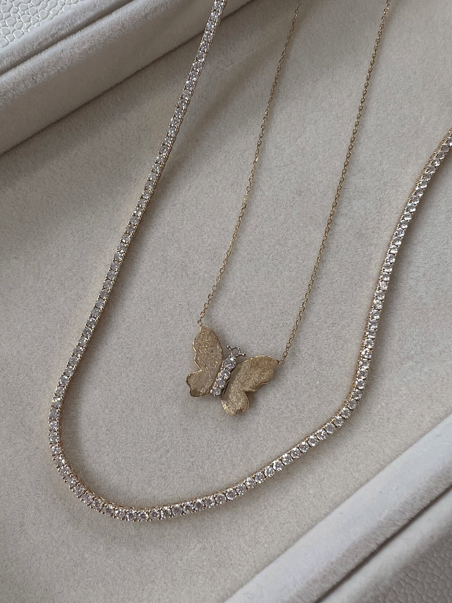Farfalla Necklace Diamond – Angelica Joy Jewelry